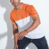 White Orange Cut and Sew Active Wear