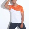 White Orange Cut and Sew Active Wear