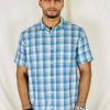 Blue and white check shirt for Men