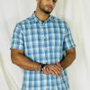 Blue and white check shirt for Men