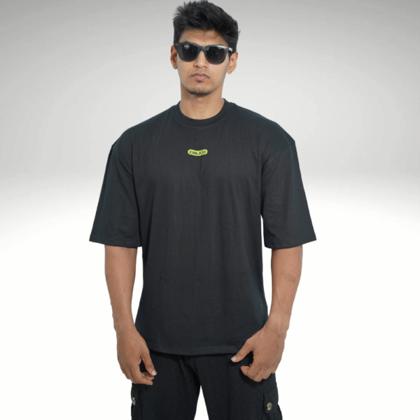 100% cotton Black Drop Shoulder T-shirt