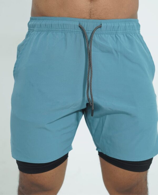 2 in 1 Workout Shorts for Men (Aqua )