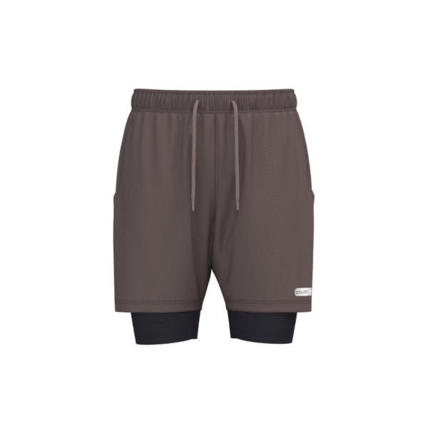 2 in 1 Workout Shorts for Men (Brown)
