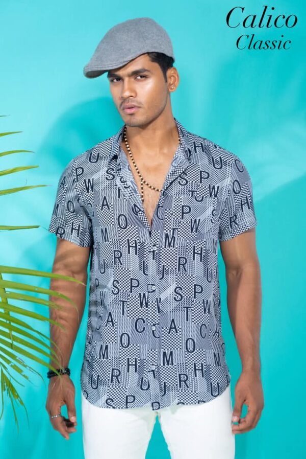 Alphabet print 100% Viscose fabric shirt for Men