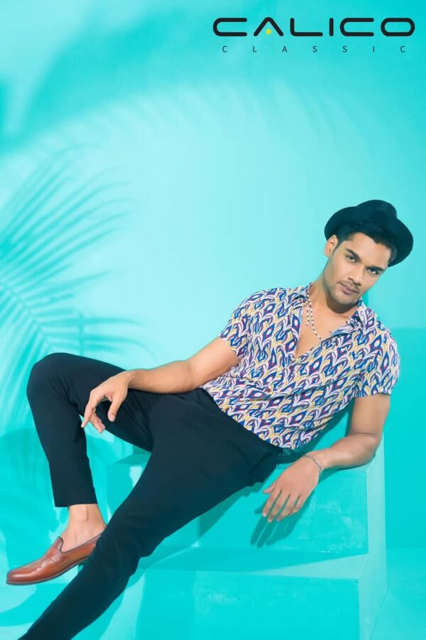 Multicolor print 100% Viscose fabric shirt for Men