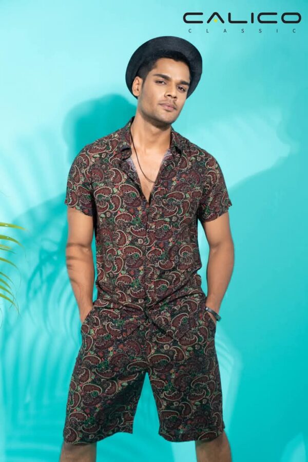 Paisley print 100% Viscose fabric Co-Ord set for Men