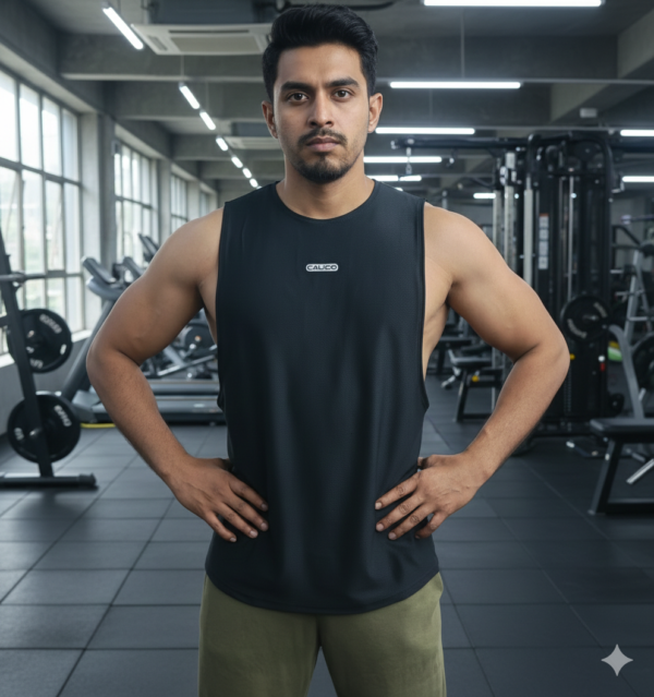 Sleeveless Gym Tank Top-Black